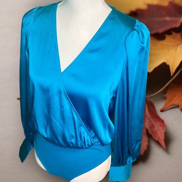 NWT Sergio Hudson x Target Turquoise Recycled Polyester Long Sleeve Bodysuit XS - Picture 14 of 14